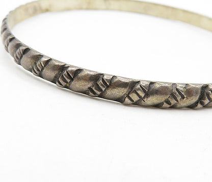MEXICO 925 Sterling Silver  Vintage Dark Tone Etched Bangle Bracelet  BT1697