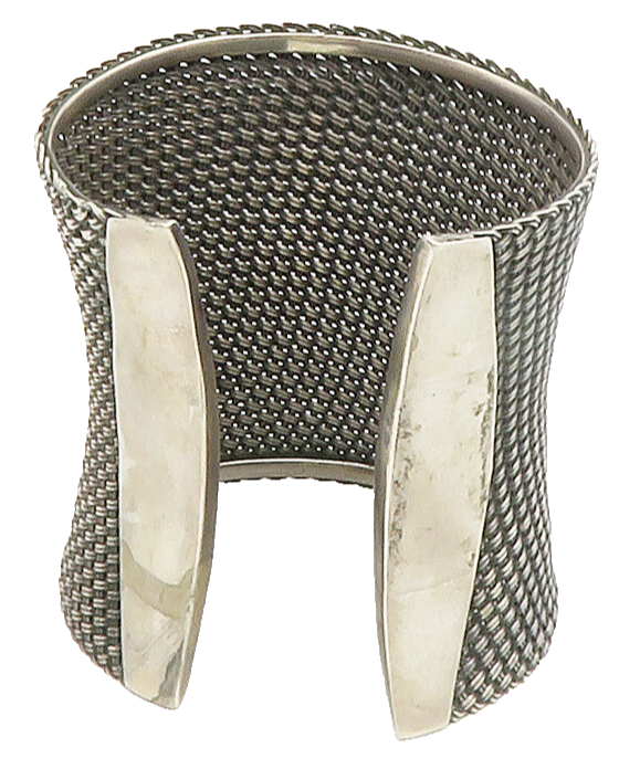 925 Sterling Silver  Vintage Dark Tone Weaved Style Cuff Bracelet  BT5858