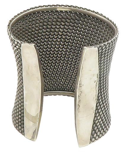 925 Sterling Silver  Vintage Dark Tone Weaved Style Cuff Bracelet  BT5858