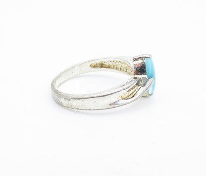 925 Sterling Silver  Vintage Blue Cat's Eye Topaz Solitaire Ring Sz 8  RG6718