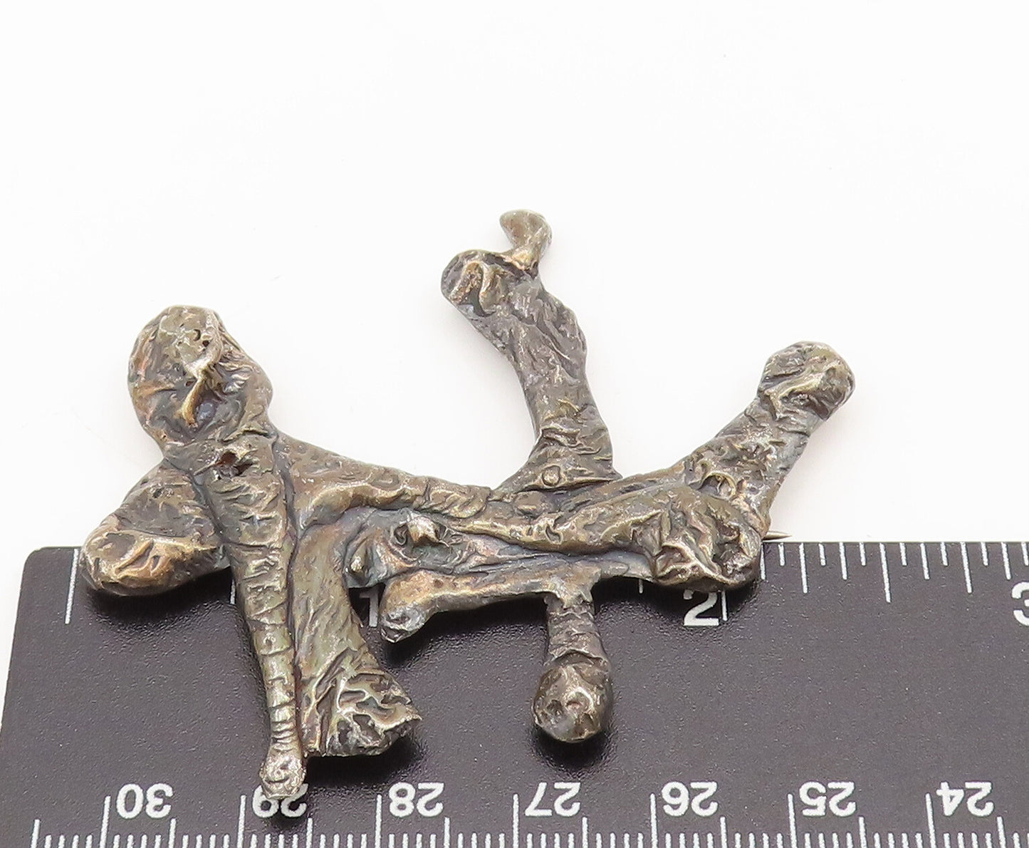 925 Sterling Silver  Vintage Antique Jewish Chai Brutalist Brooch Pin  BP10447