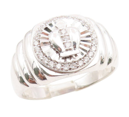 925 Sterling Silver Vintage Ring CZ Classic Royal Crown Band  Sz 11.5  RG35203