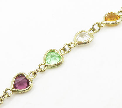 925 Sterling Silver Cubic Zirconia & Multi Color Topaz Chain Bracelet BT6216