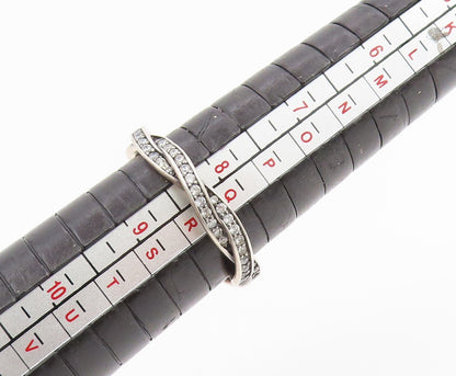 925 Sterling Silver Vintage Ring PANDORA CZ Twisted Double Band  Sz 8.5  RG35008