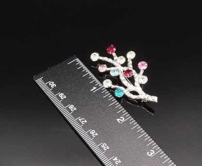 VAN DELL 925 Silver  Vintage Multi Rhinestone Tree Branch Brooch Pin  BP9791
