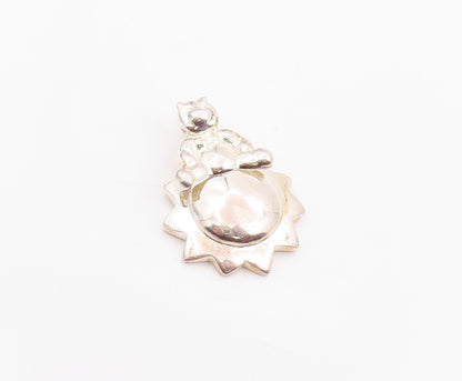 925 Sterling Silver Vintage Pendant Modernist Teddy Bear & Star (Moves)  PT25997