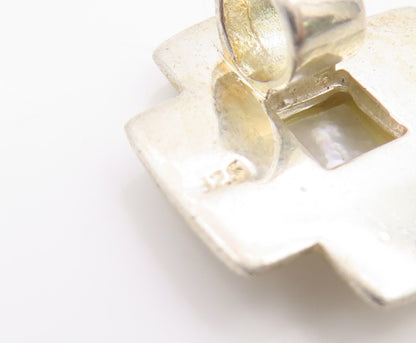 925 Sterling Silver Vintage Pendant Mother Of Pearl Inlay Cross Charm  PT25917
