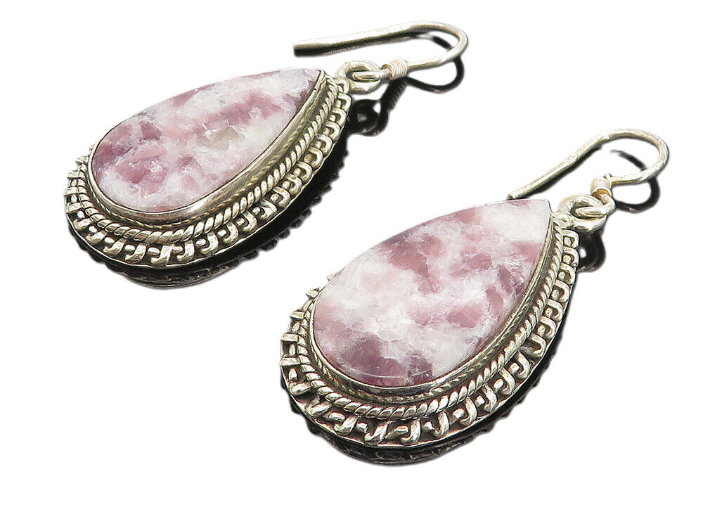 925 Sterling Silver  Vintage Gemstone Tear Drop Dangle Earrings  EG3879