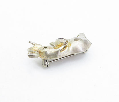 925 Sterling Silver  Vintage Sculpted Elephant Motif Animal Brooch Pin  BP1214