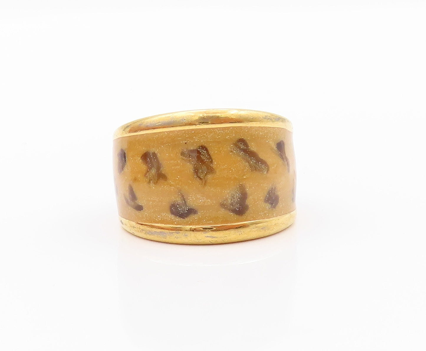 925 Sterling Silver Vintage Ring DAVID SIGAL Gold Plated Enameled  SZ 9  RG32207