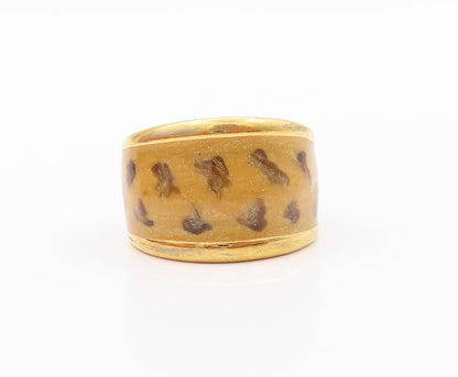 925 Sterling Silver Vintage Ring DAVID SIGAL Gold Plated Enameled  SZ 9  RG32207