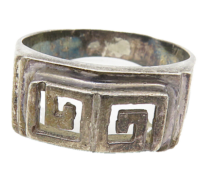 925 Sterling Silver  Vintage Dark Tone Open Spiral Band Ring Sz 8  RG9050