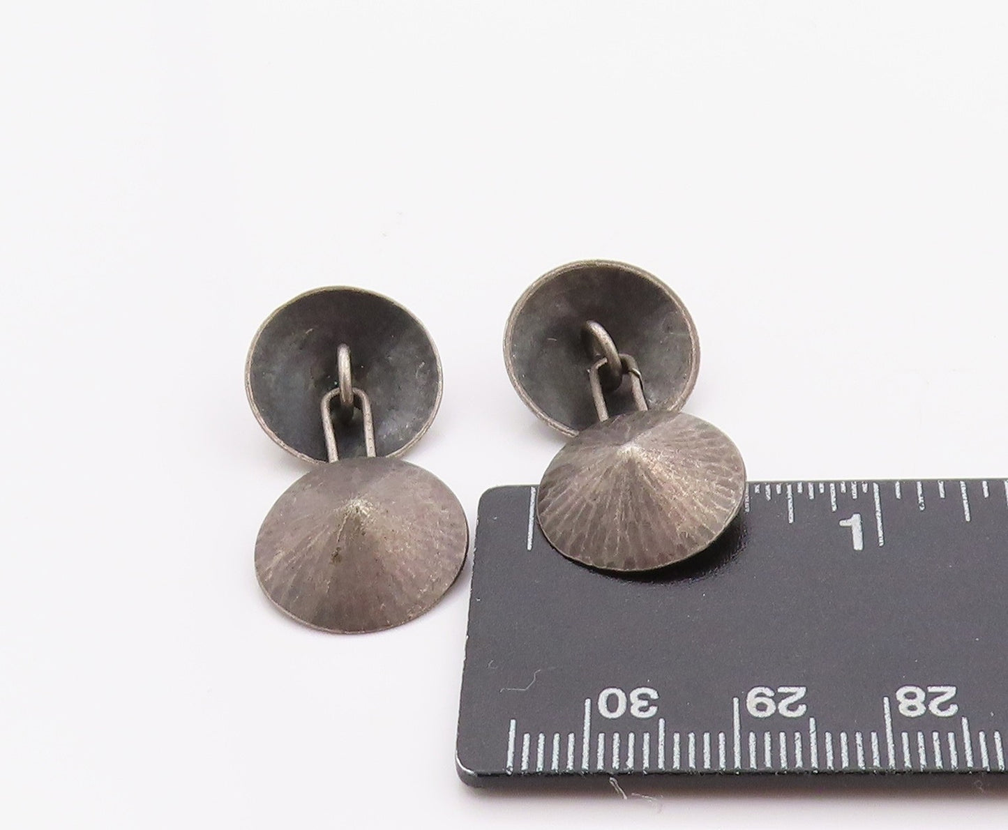 925 Sterling Silver Vintage Cuff Links NORWAY Dark Tone Cone Shape Domes  TR3946