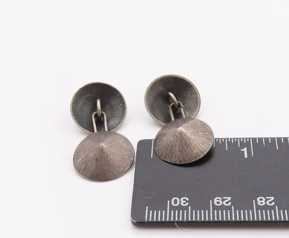 925 Sterling Silver Vintage Cuff Links NORWAY Dark Tone Cone Shape Domes  TR3946