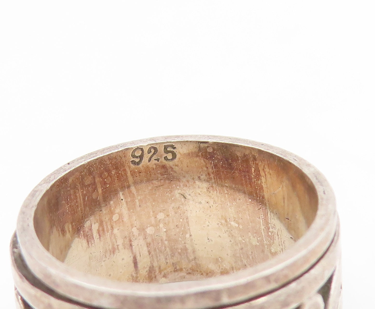 925 Sterling Silver Vintage Ring Wavy Design With Dots Wide Band Sz 5.5 RG34698