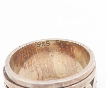 925 Sterling Silver Vintage Ring Wavy Design With Dots Wide Band Sz 5.5 RG34698