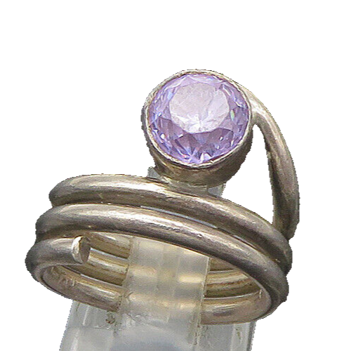 925 Sterling Silver Vintage Amethyst Wrap Around Band Ring Sz 6 RG22273