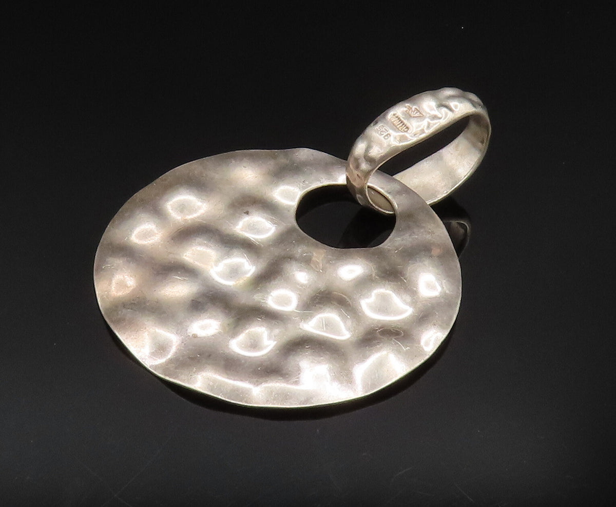 925 Sterling Silver  Vintage Minimalist Round Bubbled Pendant  PT20484