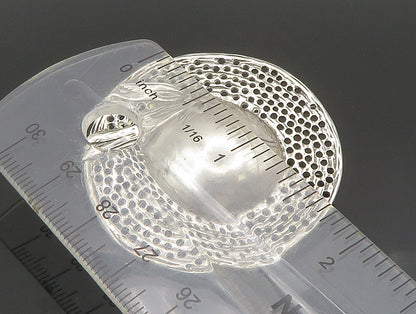 925 Sterling Silver  Vintage Ribbon Bead Ball Holes Cut Out Brooch Pin  BP9477