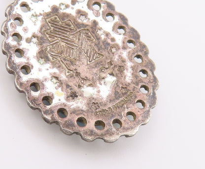 925 Sterling Silver Vintage Pendant Enamel Miraculous Medal Religious  PT26577