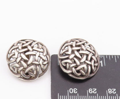 925 Sterling Silver Vintage Earrings Round Cutout Celtic Knot Design  EG13090