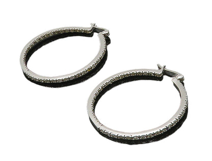 925 Sterling Silver  Shiny Topaz Round Hoop Earrings  EG8381