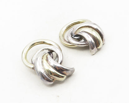 925 Sterling Silver  Vintage Shiny Modernist Non Pierce Earrings  EG4636