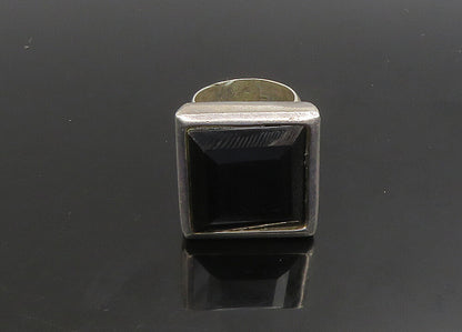 925 Sterling Silver  Vintage Black Spinel Square Cocktail Ring Sz 5  RG23454