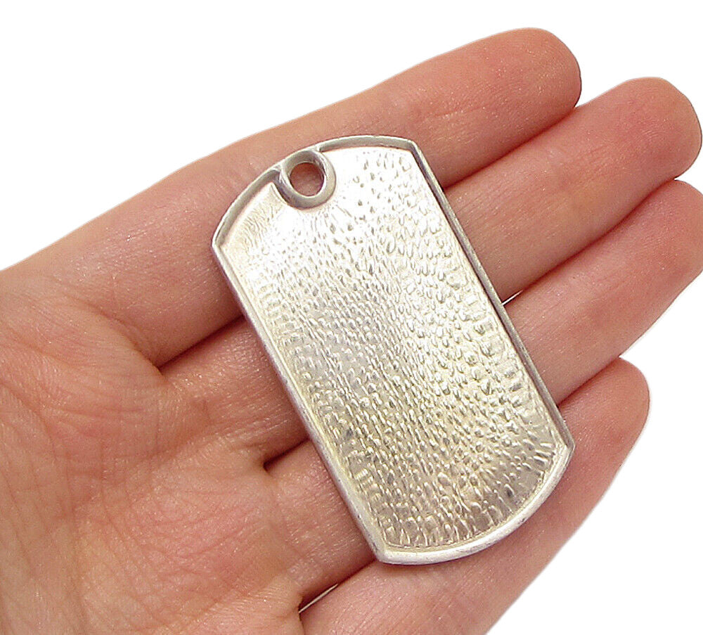 925 Sterling Silver  Shiny Smooth Tag Drop Pendant  PT2147