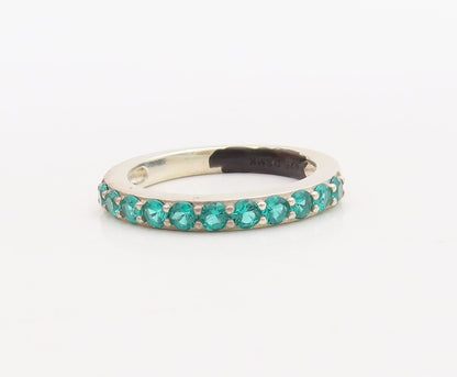 925 Sterling Silver Vintage Ring Stackable Green & White Topaz  Sz 7  RG29786