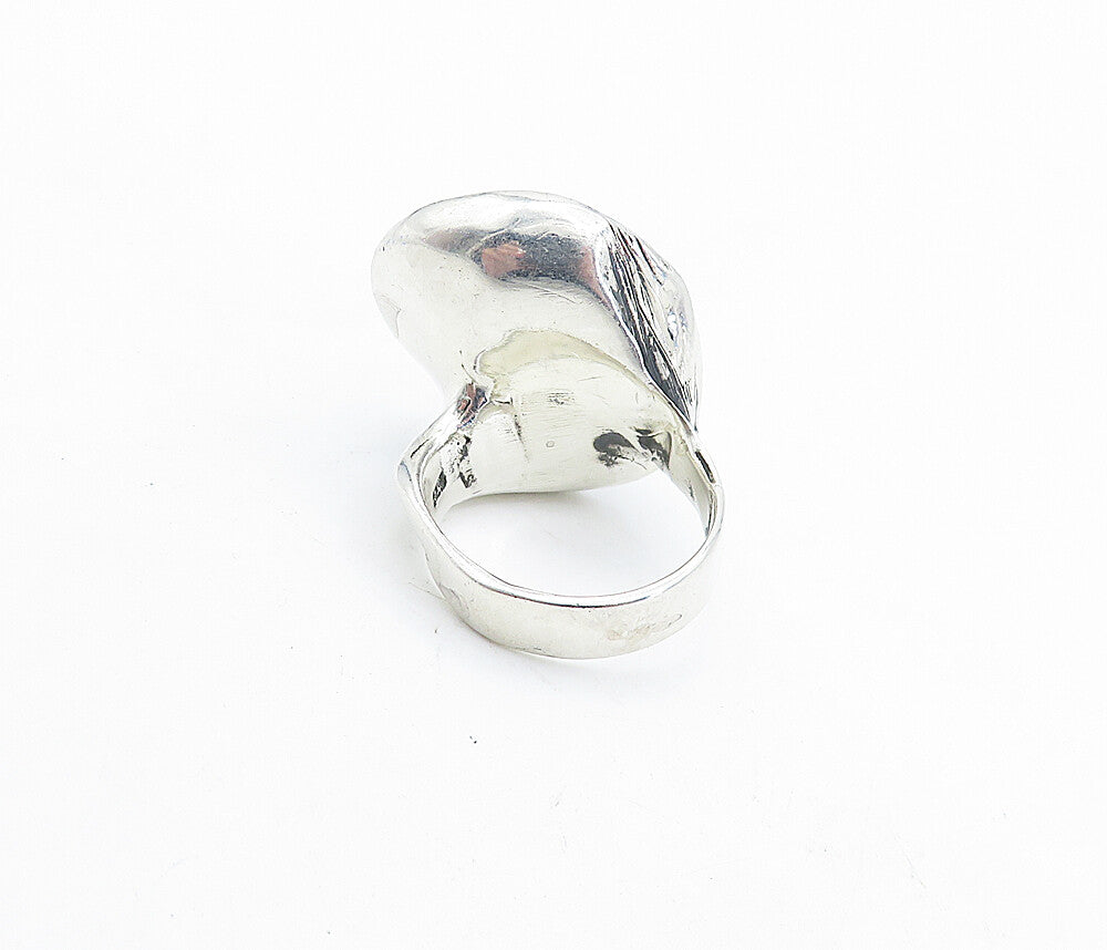 925 Sterling Silver  Vintage Oxidized Sculpted Statement Ring Sz 8.5  RG5807