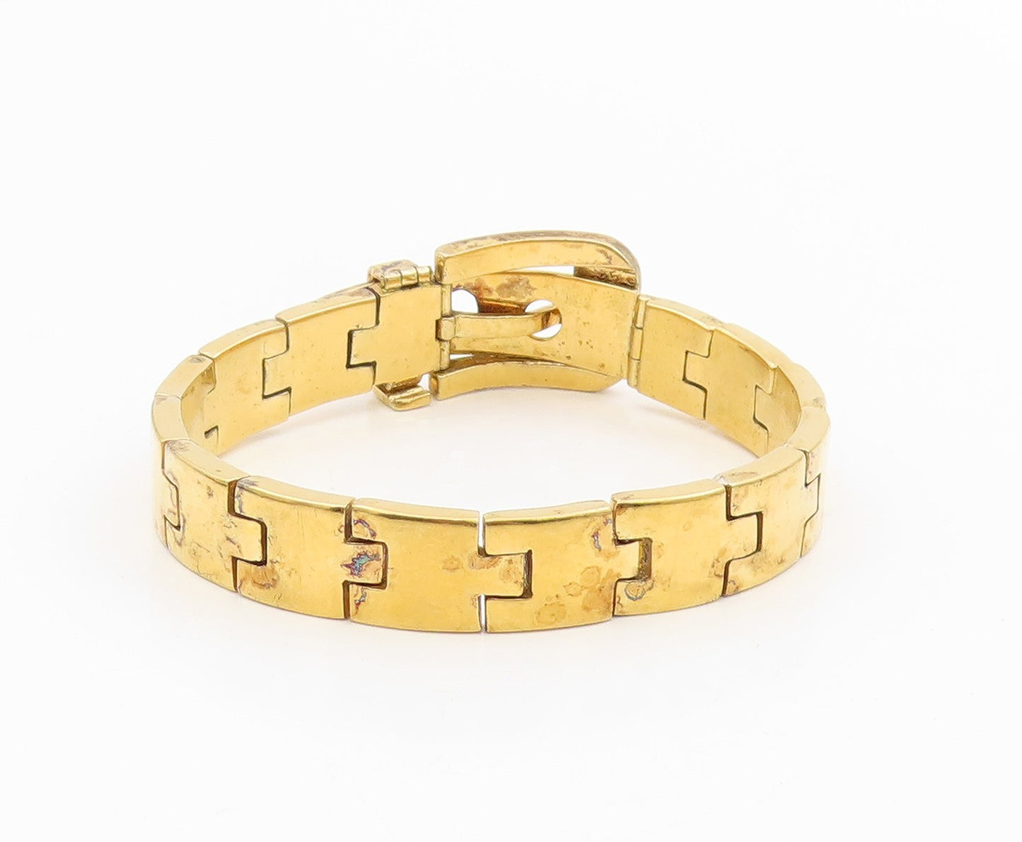 925 Sterling Silver Vintage Bracelet Gold Plated PAT AREIAS Buckle Link  BT11594