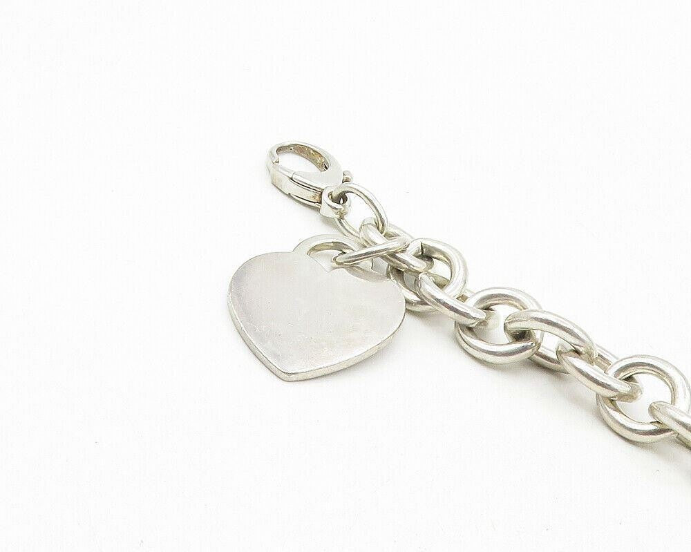 925 Sterling Silver  Vintage Love Heart Chain Bracelet  BT4191