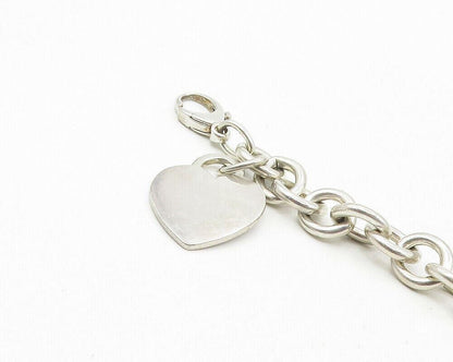 925 Sterling Silver  Vintage Love Heart Chain Bracelet  BT4191