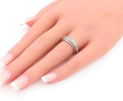 925 Sterling Silver Vintage Ring Minimalist Solid Carved 'x'   Sz 5.5  RG29097