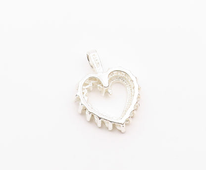 925 Sterling Silver  Sparkling White Topaz Open Love Heart Pendant  PT8845