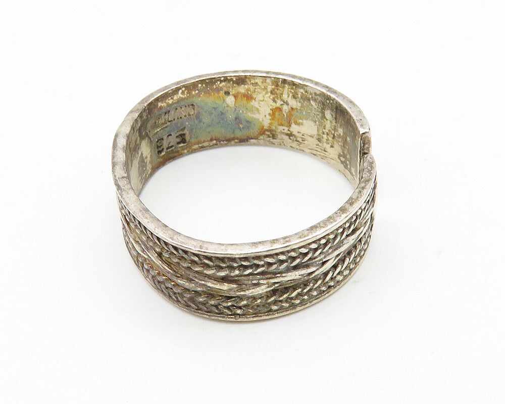 925 Sterling Silver  Vintage Dark Tone Twist Detail Band Ring Sz 7  RG10205