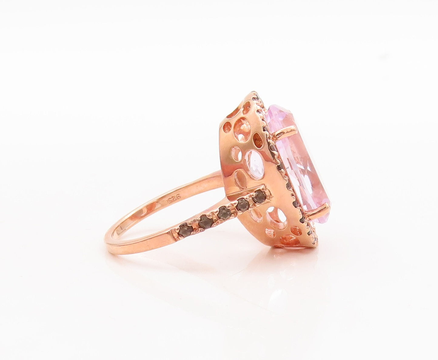 925 Sterling Silver Vintage Ring Gold Plate Smoky Quartz Amethyst Sz 7.5 RG29779