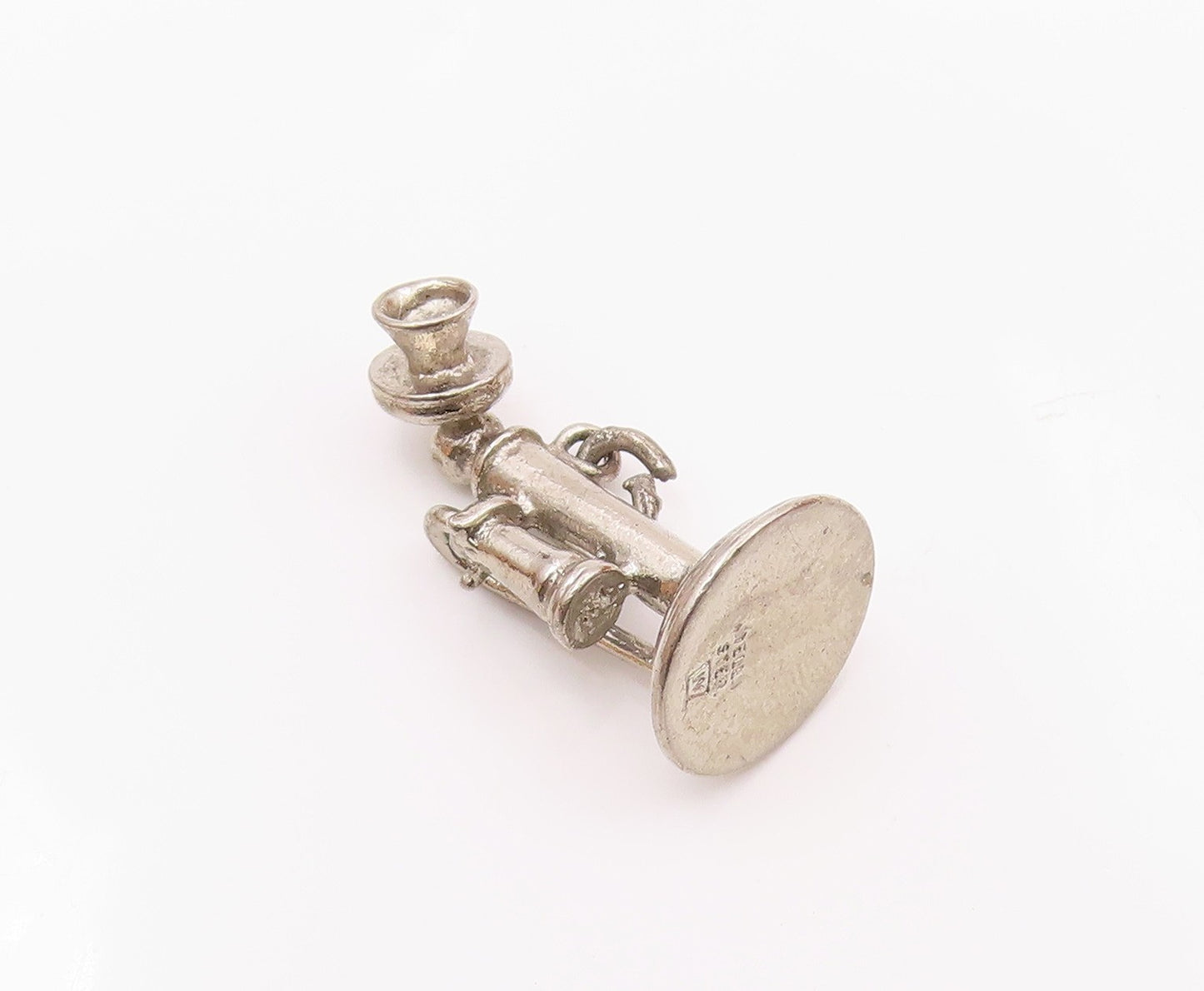 WELLS 925 Silver  Vintage Old Fashion Candlestick Telephone Pendant  PT21470