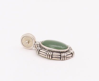 925 Sterling Silver Vintage Pendant ESPO SIG Cabochon Green Gemstone  PT22787