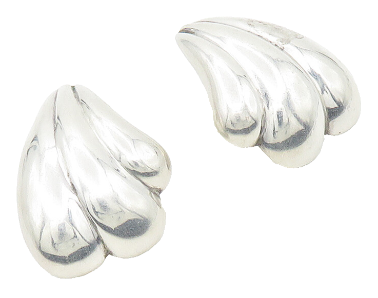 BAYANIHAN 925 Silver & 14K GOLD  Vintage Shiny Fluted Drop Earrings  EG8750