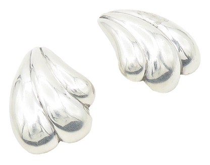 BAYANIHAN 925 Silver & 14K GOLD  Vintage Shiny Fluted Drop Earrings  EG8750