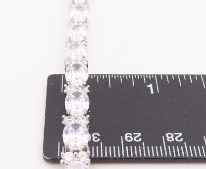 925 Sterling Silver Vintage Bracelet Sparkling CZ Elegant Tennis Link  BT11881