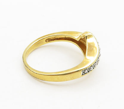 925 Sterling Silver   Genuine Diamonds Gold Plated Band Ring Sz 10  RG15703