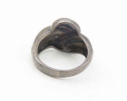 925 Sterling Silver  Vintage Dark Tone Fluted Dome Band Ring Sz 6  RG11281