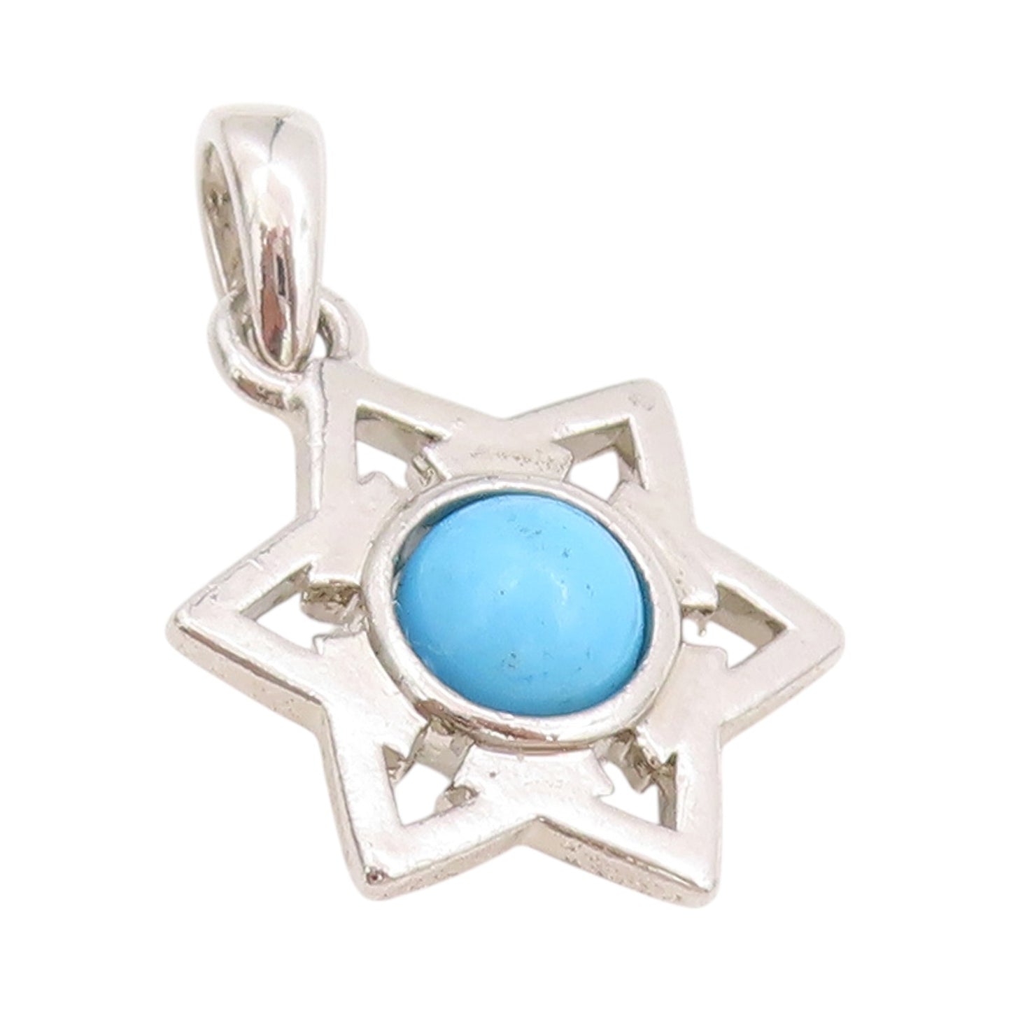 925 Sterling Silver Vintage Pendant Cabochon Larimar 6 Way Arrow Star  PT24604