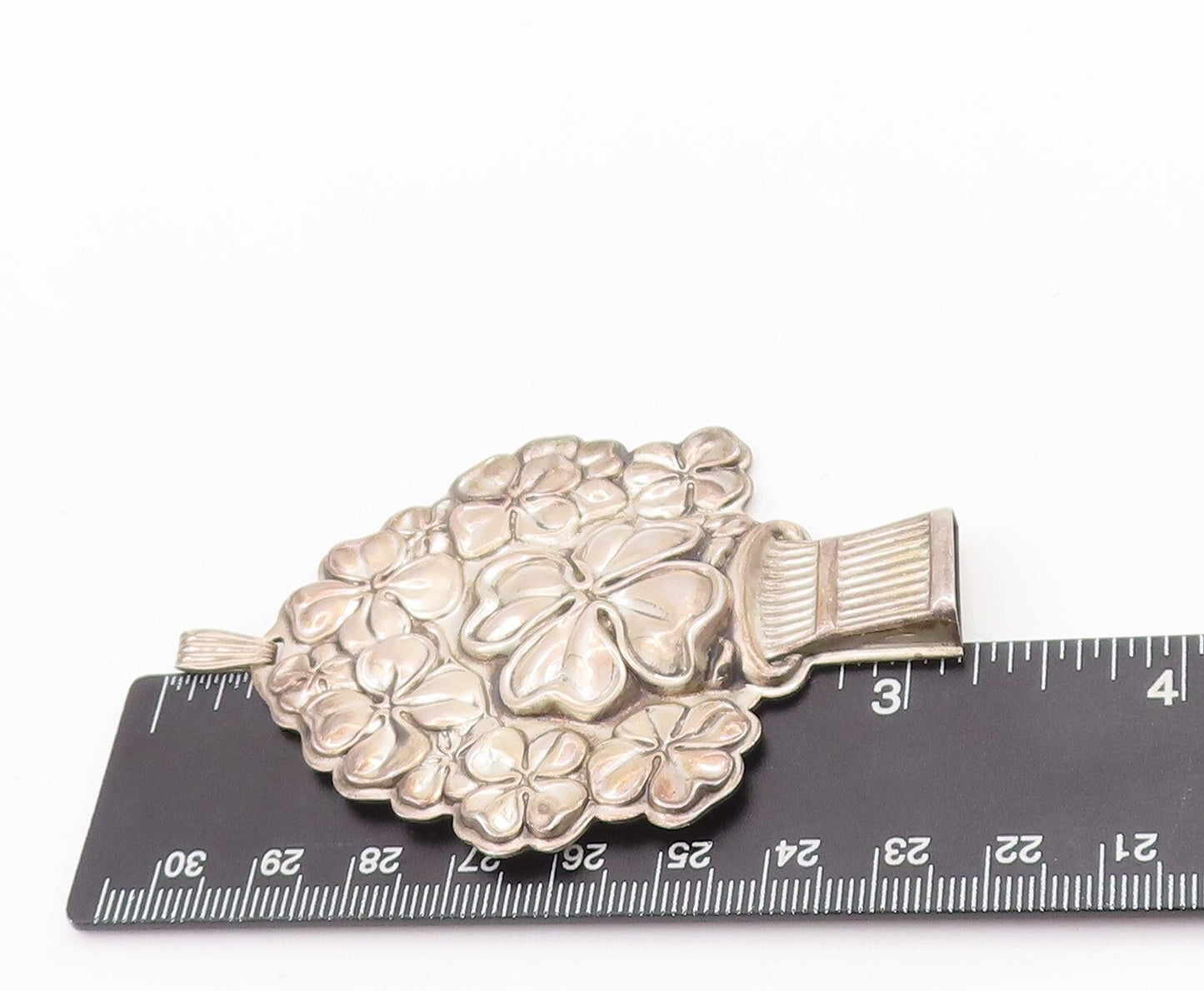 925 Sterling Silver Vintage Pendant REED & BARTON Solid Carved Flowers  PT23415
