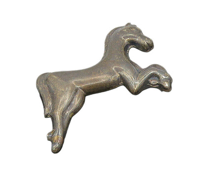 925 Sterling Silver  Vintage Dark Tone Leaping Horse Smooth Brooch Pin  BP7298