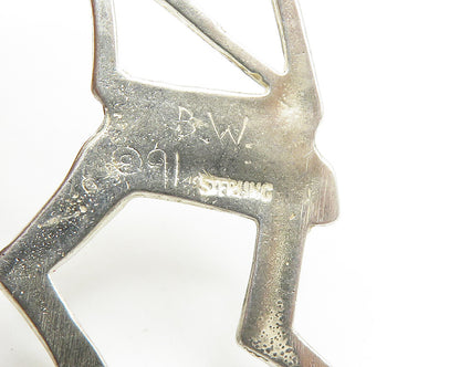 BELINDA WOODY NAVAJO 925 Silver  Vintage Kokopelli Dancer Brooch Pin  BP6992