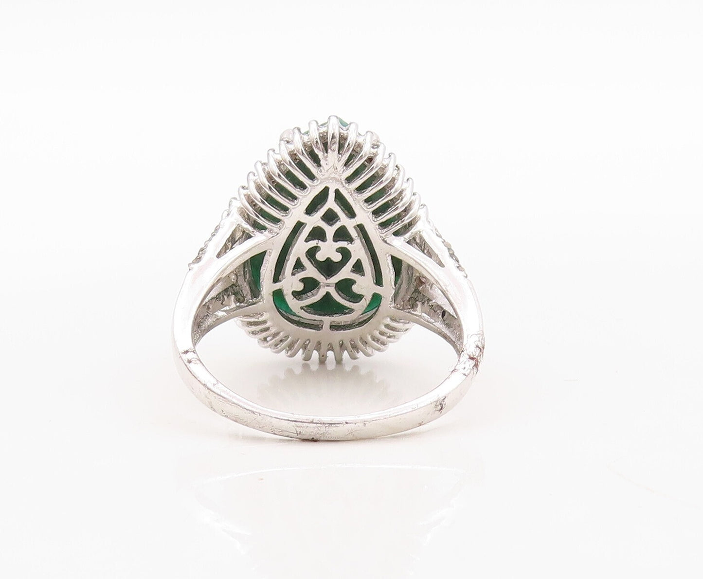 925 Sterling Silver Vintage Ring Diamonds & Drop Cut Gemstone  Sz 8  RG30868